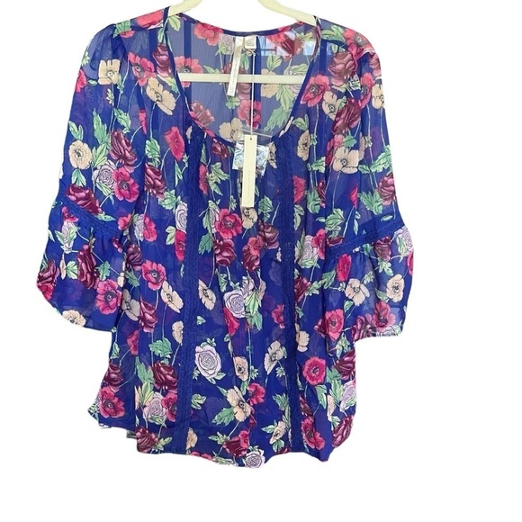 LC Lauren Conrad Blouse floral size large NWT - Picture 3 of 10